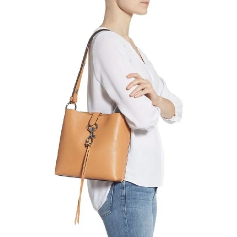 Rebecca Minkoff Small Megan Leather Crossbody Feed Bag Brown Honey O/S NWT